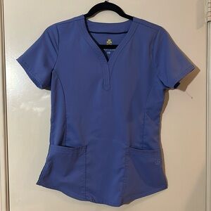 Ultrasoft Stretch Drop Neck 2 Pocket Scrub Top Style # 8200 NWOT Blue.